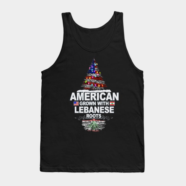 Christmas Tree  American Grown With Lebanese Roots - Gift for Lebanese From Lebanon Tank Top by Country Flags